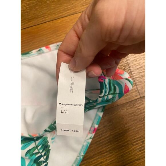 Old Navy L Swim Bikini Bottoms NWT White Multi Tropical Floral Vibrant beach - Picture 4 of 7